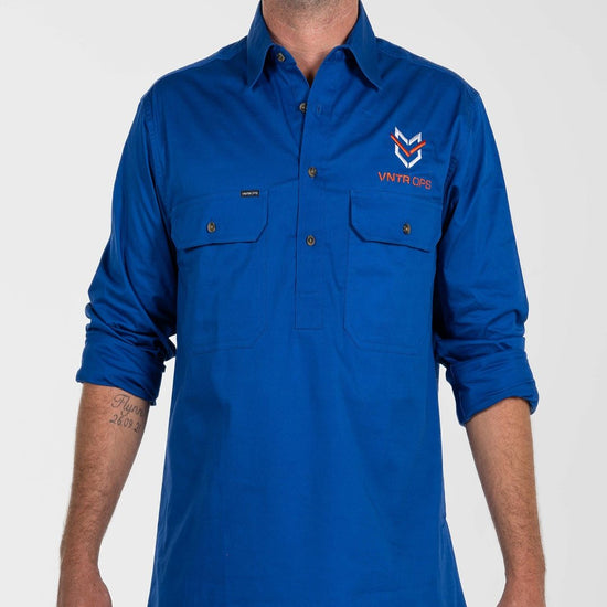 Half Button Work Shirts - Royal Navy