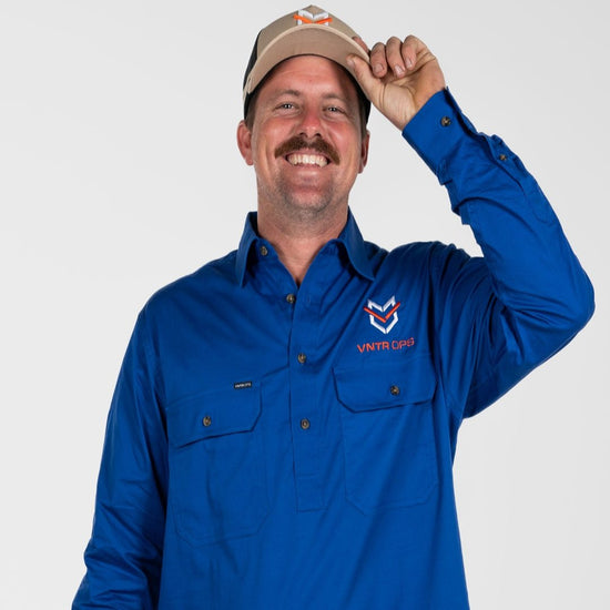 Half Button Work Shirts - Royal Navy